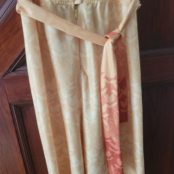 Vintage Style Leslie Fay Two-Piece Gold Orange Floral Buttoned Pantsuit Jacket - Picture 12 of 12